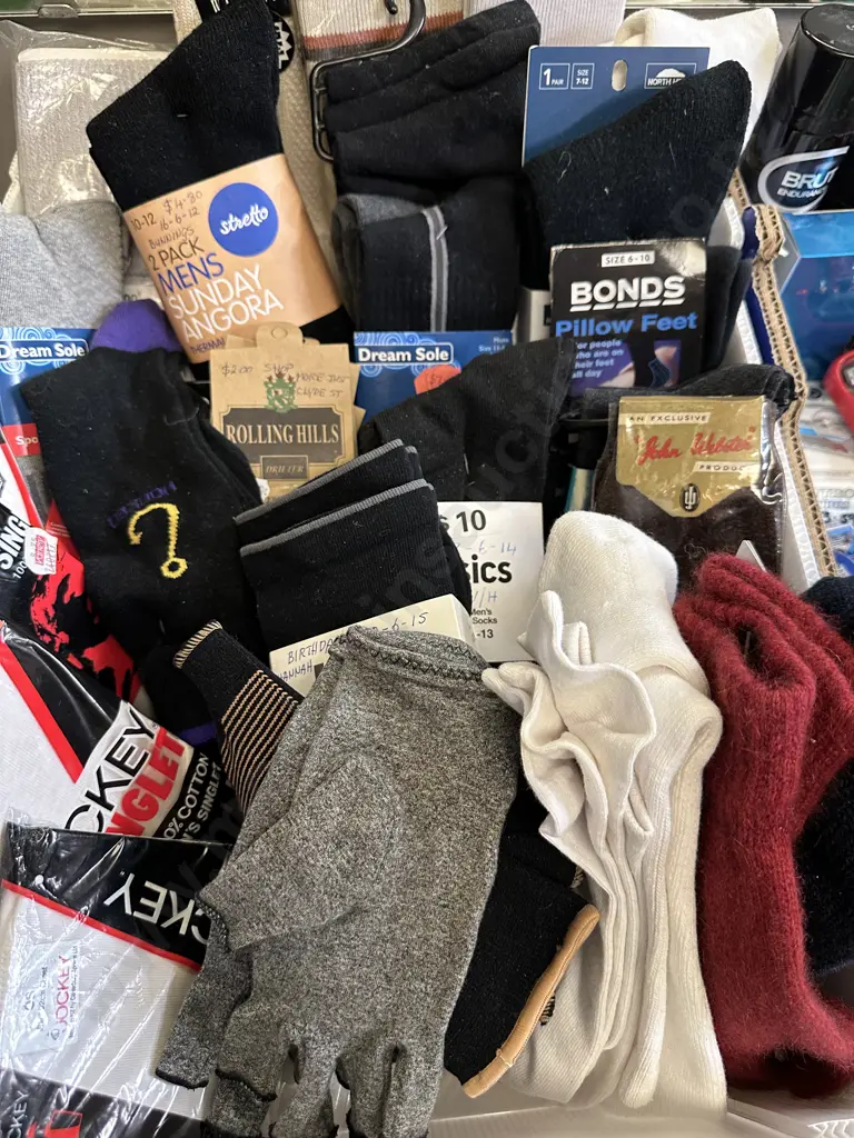 Box Lot Socks, Gloves Etc Image 1++