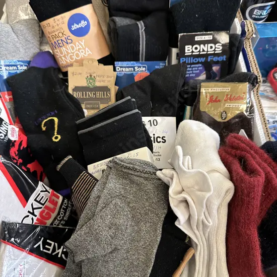 Box Lot Socks, Gloves Etc