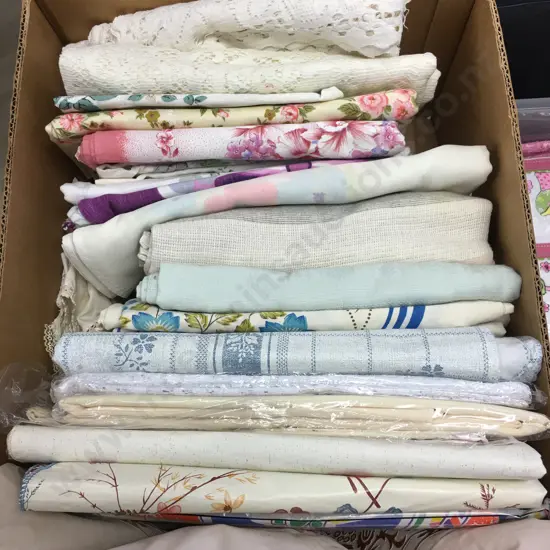 Box Of Assorted Vintage Table Cloths