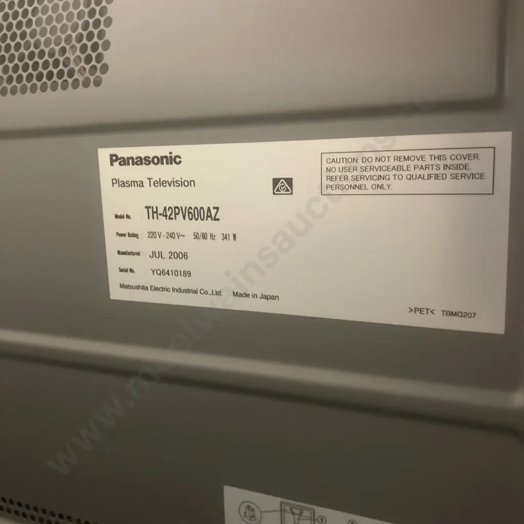 Panasonic 42" Plasma TV With Remote Control, Model TH-42PV600AZ, With Large Grey Mobile Stand With Double Glass Doors Image 1++