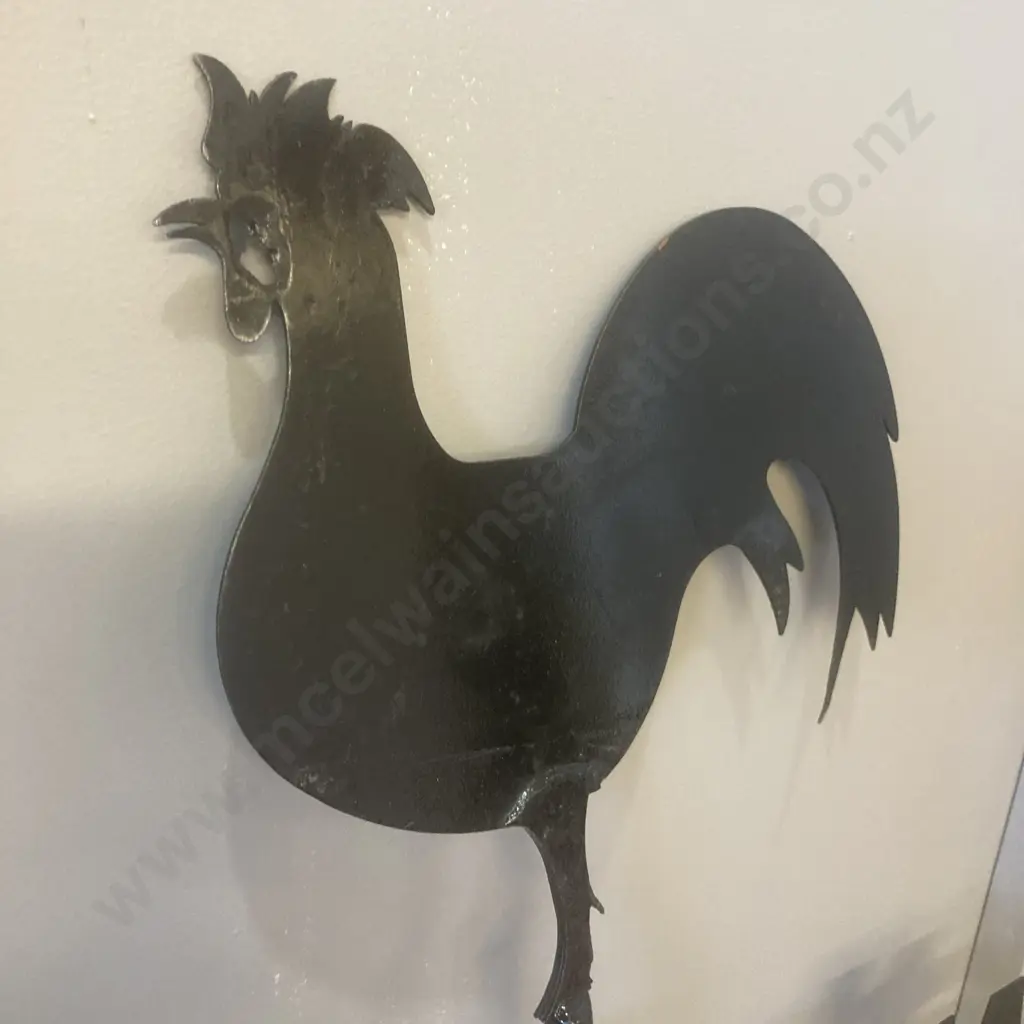 Large Black Painted Wind Vane With Rooster Detail, 81 x 57cm Image 1++