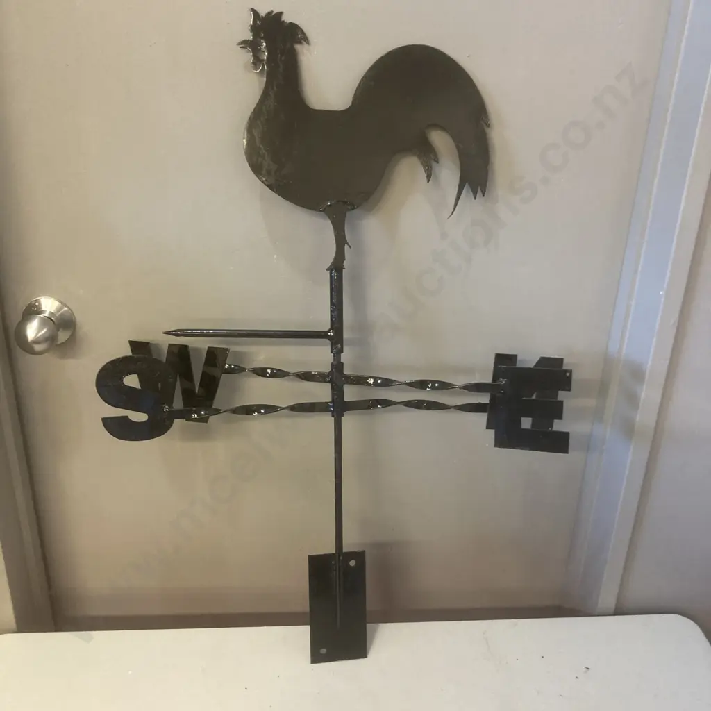 Large Black Painted Wind Vane With Rooster Detail, 81 x 57cm Image 1++