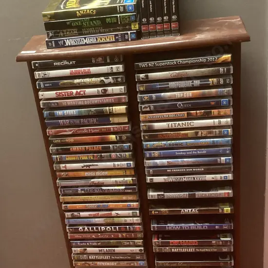 DVD Stand (83 x 47cm) With Approx 64 DVDs, Boxset Etc
