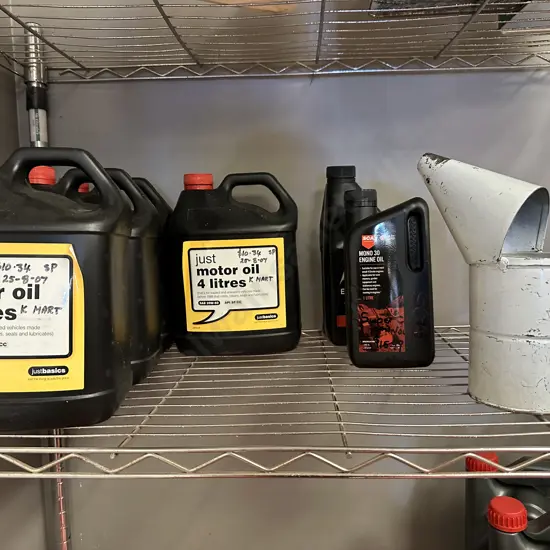 Assorted Oils & Steel Pourer