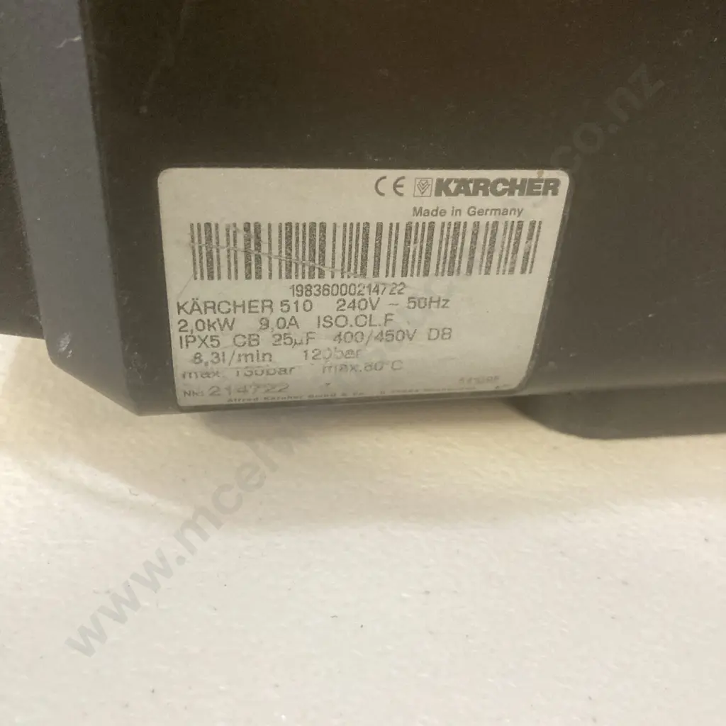 Karcher 510, 2.0Kw 120bar 8.3L/Min Image 1++