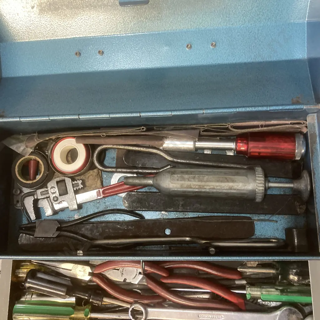 Vintage English Steel Toolbox & Tools Image 1++