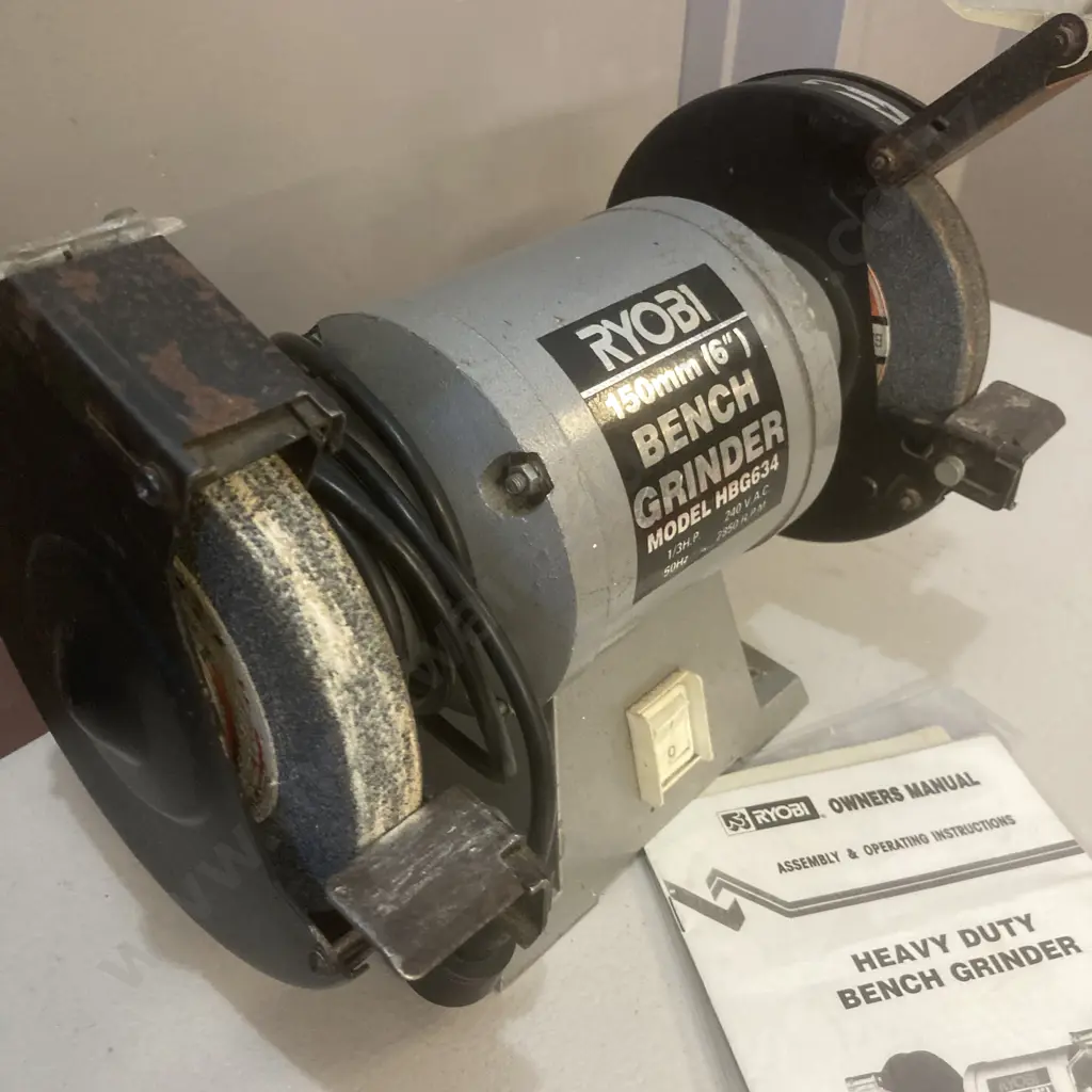 Ryobi 150mm (6") Bench Grinder With Manual Image 1++