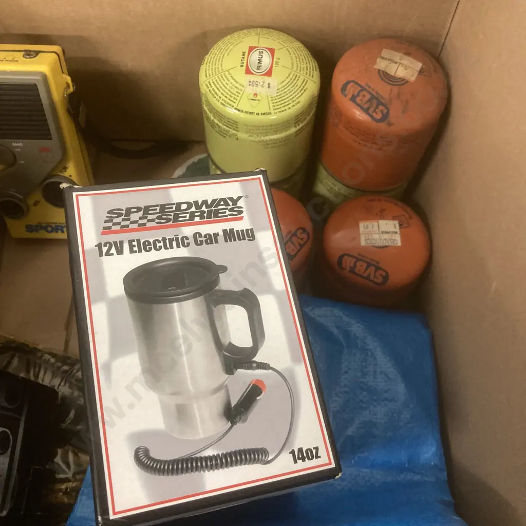 Box Lot Camping, 12V Items Etc Image 1++