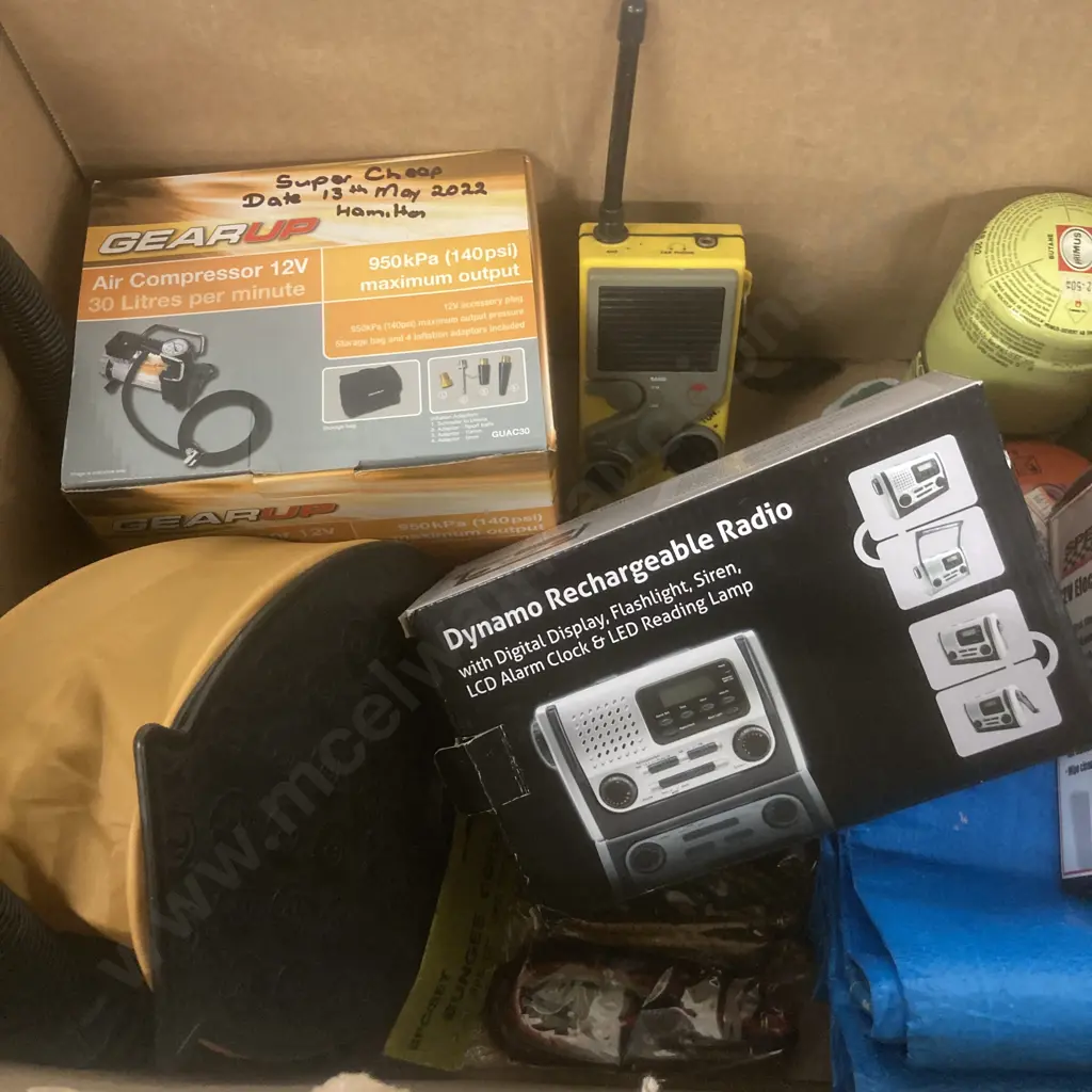 Box Lot Camping, 12V Items Etc Image 1++