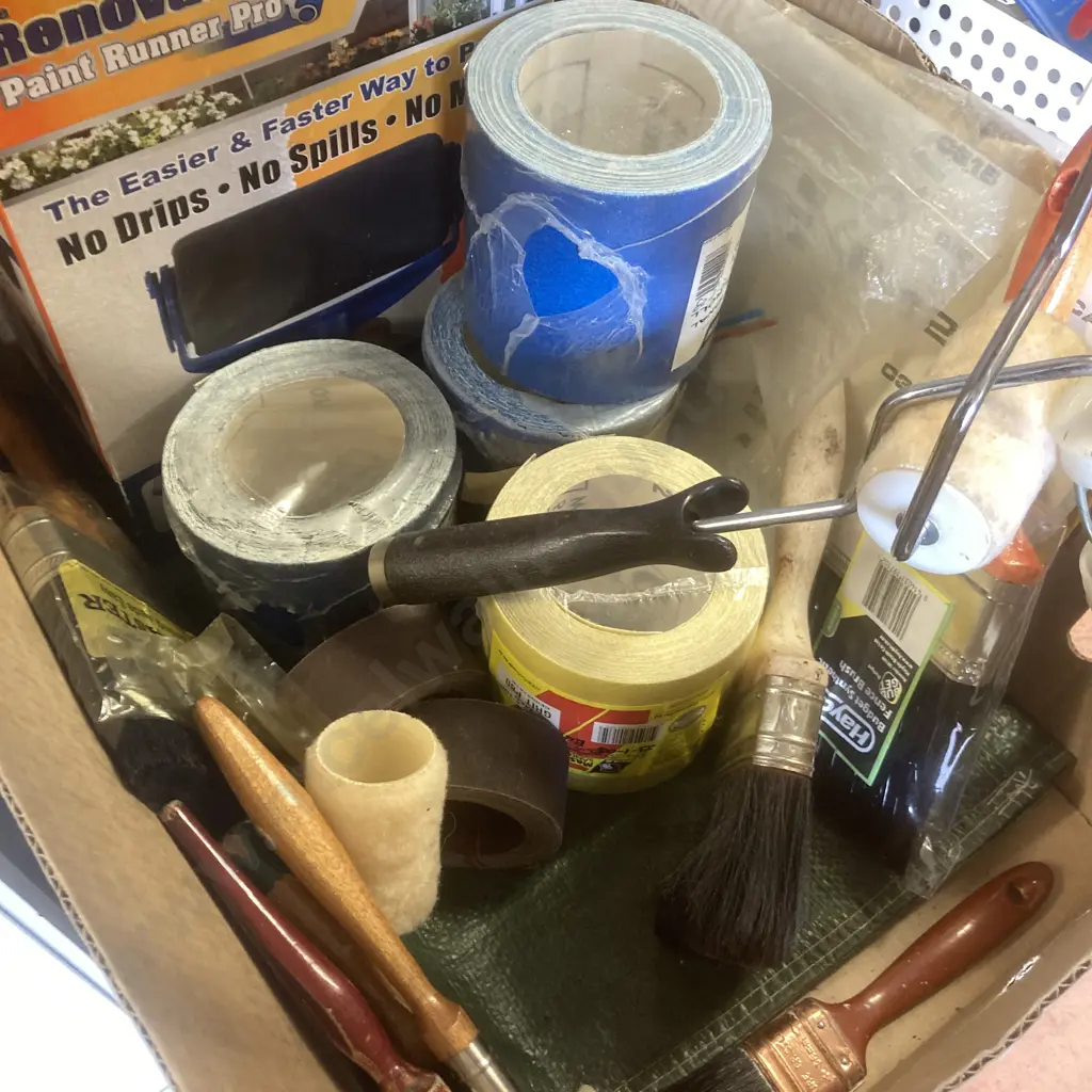 Box lot Painting - Renovator, Brushes, Sand Paper Etc Image 1++