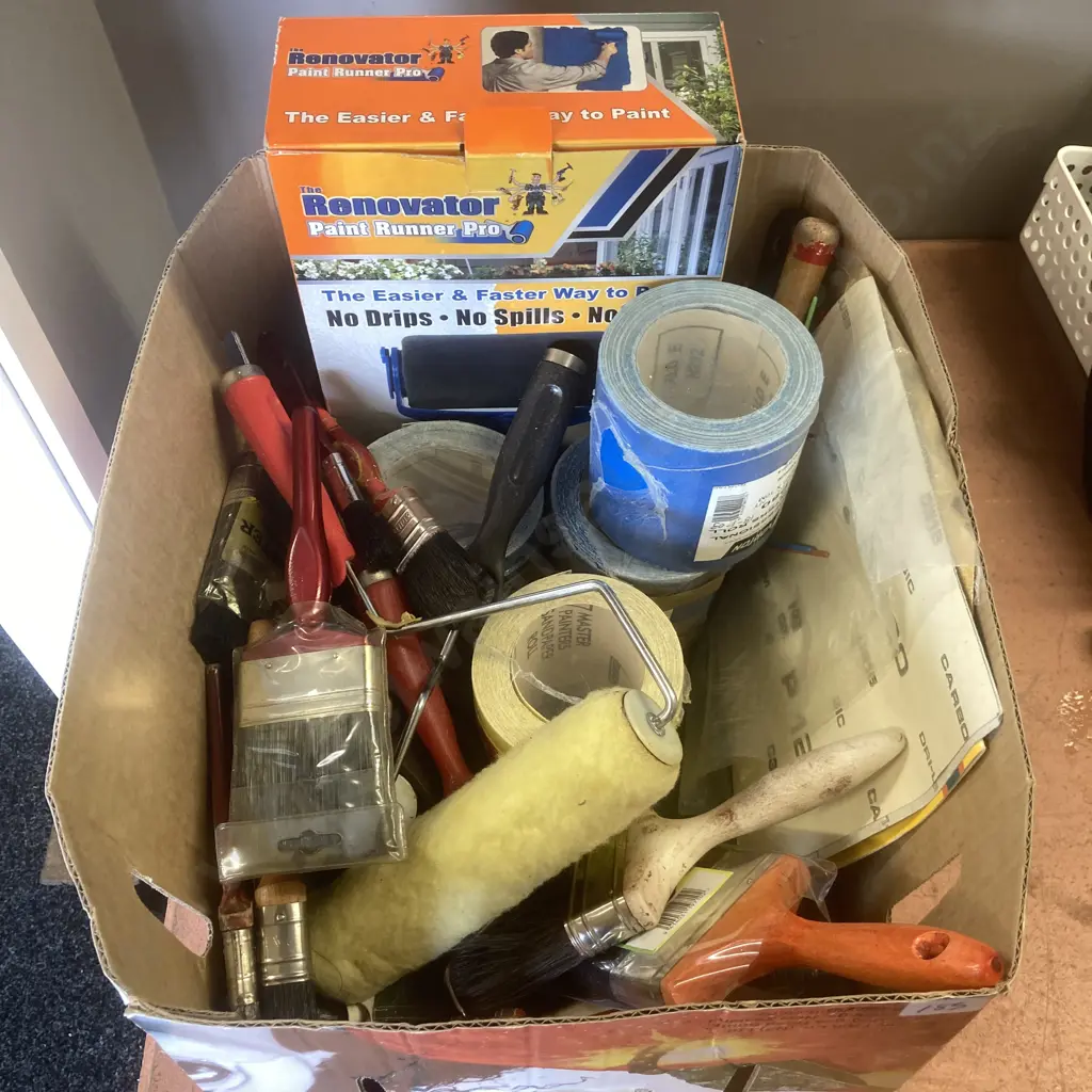 Box lot Painting - Renovator, Brushes, Sand Paper Etc Image 1++
