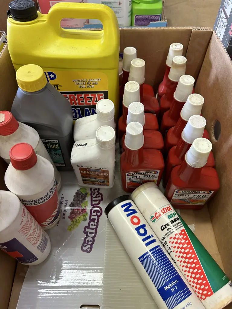 Box Lot Brake Fluid, Wynns, Grease Etc Image 1++