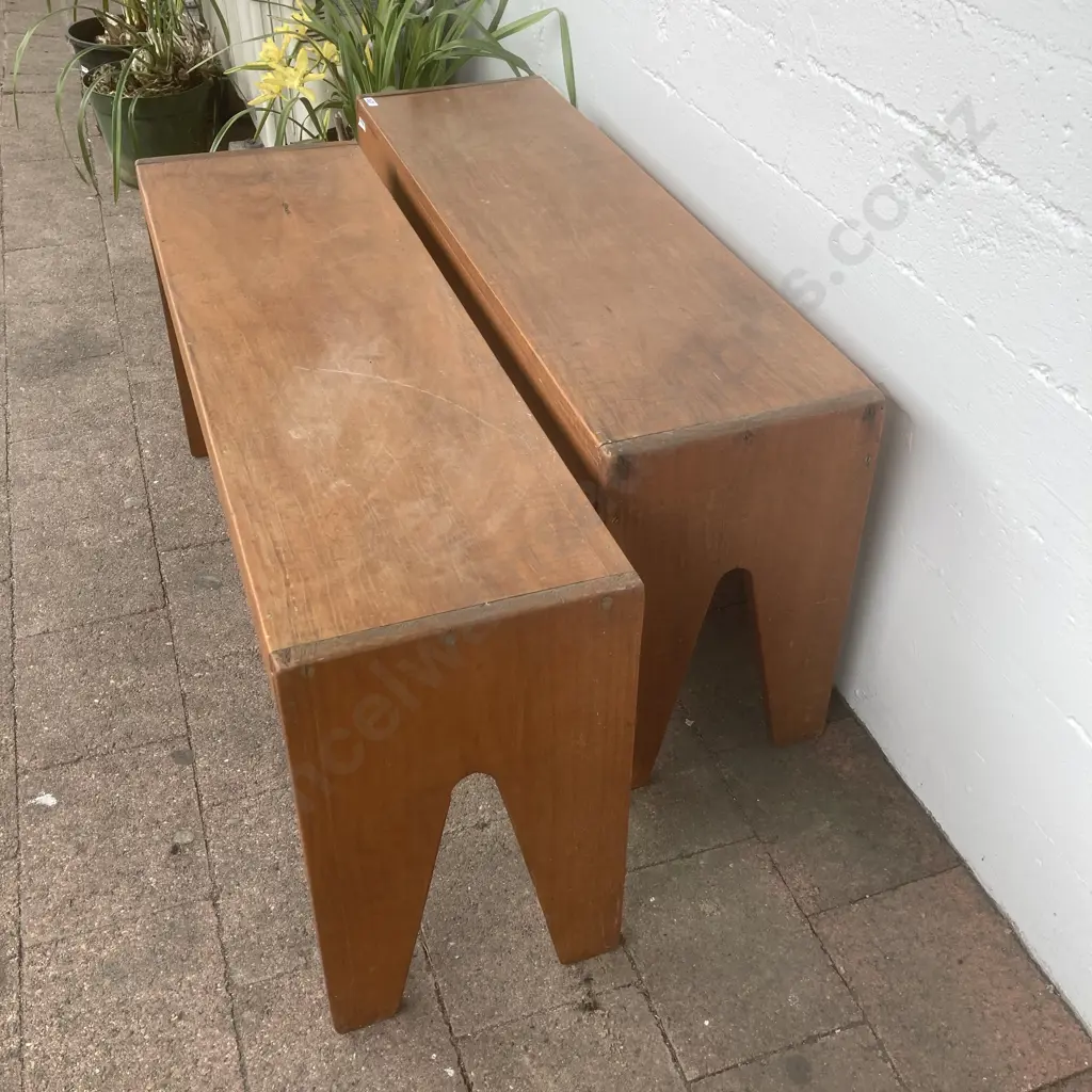 Pair of Wooden Bench Seats, H47.5 W98 D29cm Image 1++