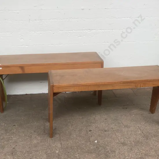 Pair of Wooden Bench Seats, H47.5 W98 D29cm