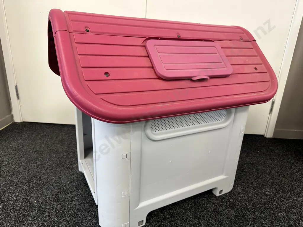 PVC Dog Kennel, Grey & Pink Colour, H66 W59 D74cm Image 1++