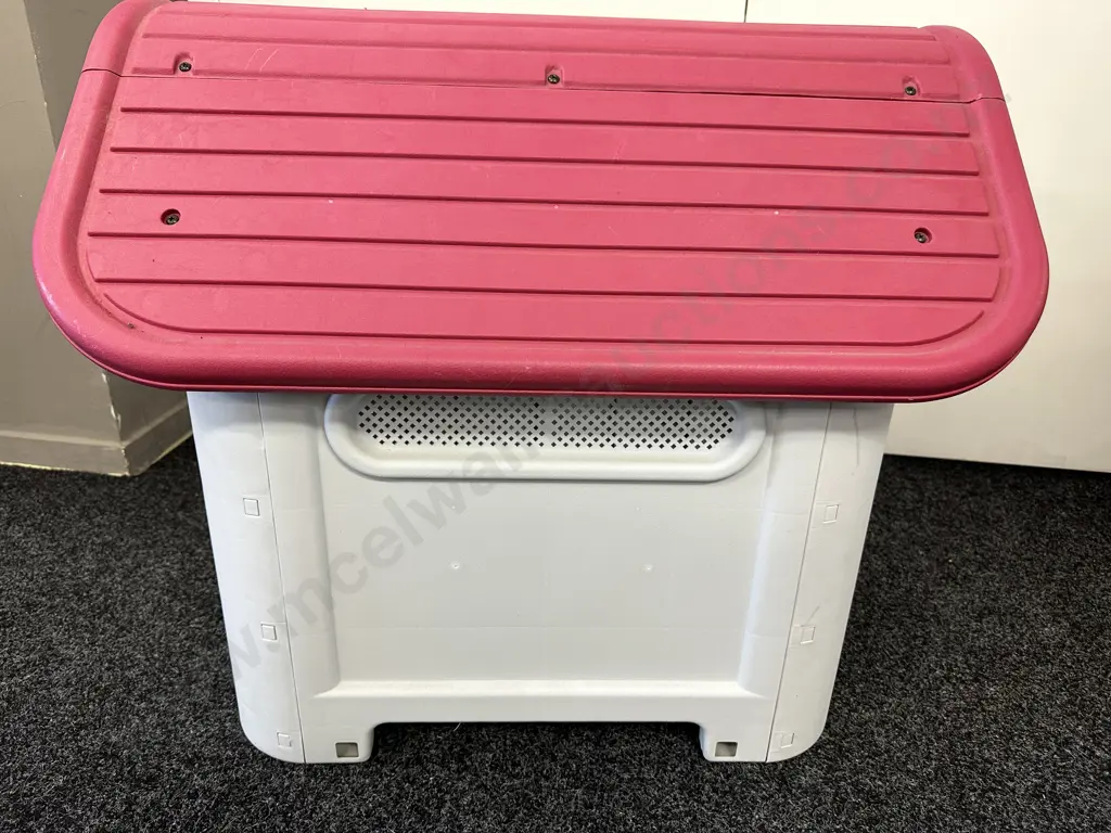 PVC Dog Kennel, Grey & Pink Colour, H66 W59 D74cm Image 1++