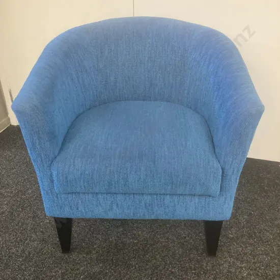 Denim Blue Fabric Tub Chair With Black Tapered Legs