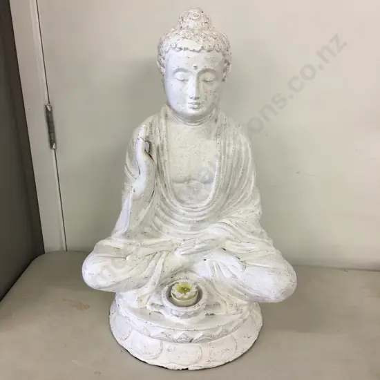 White Buddha Classic Style H55cm, W36cm Sculpture Mediation  (Repair to Hand)
