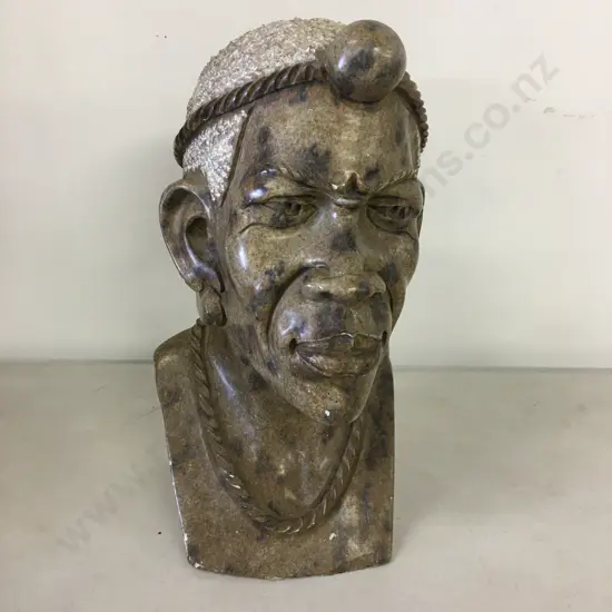 Marble Male African Warrior Bust Signed C Maboy H30cm.