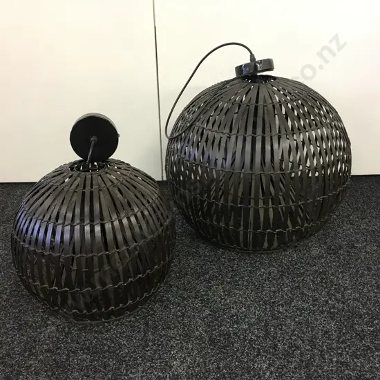 Chocalate Brown Rattan Light Shades x2 Dia 35cm, 50cm. 