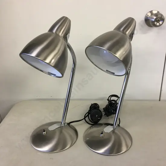 Pair of Modernist Brushed Chrome Adjustable Stylux Bedside Lamps