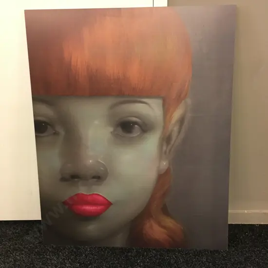Artwork On Aluminum Oriental Lady H91cm, 73cm.