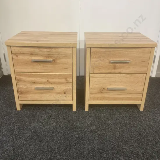 Pair of Colby 2 Drawer Bedsides, Curved Top, H56 W48 D39.5cm, NZ Made