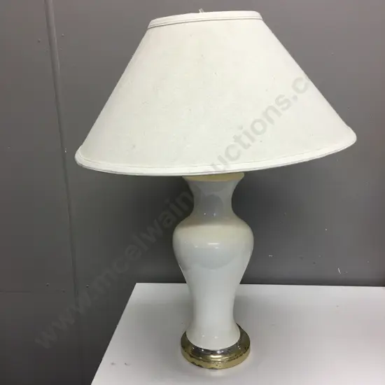 Table Lamp Cream Base & Cream Shade H65cm.