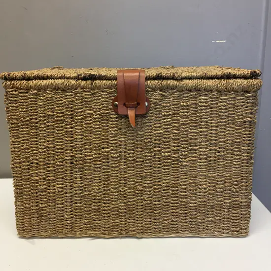 Cane Storage Hamper With Tan Strap, H32 W47 D31cm