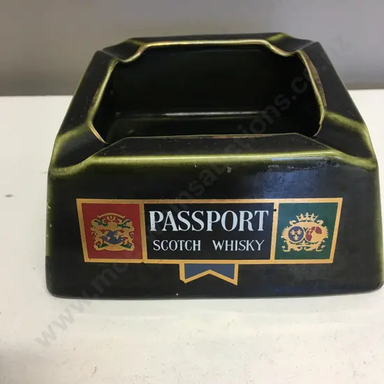 PASSPORT Scotch Whisky Square Green Ceramic Ashtray, Wade PDM England