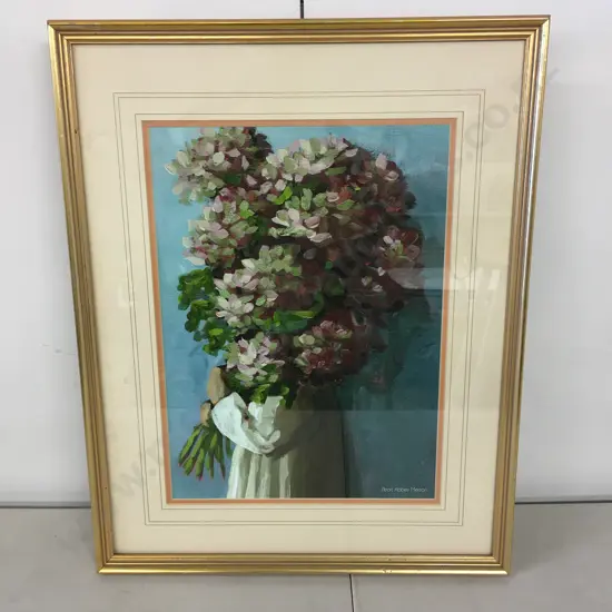 Gilt Framed Artwork Pearl, Abbey Merson Flowers In Vase