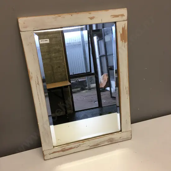 Vintage White Wash Wooden Wall Hung Mirror, 53 x 37.5cm