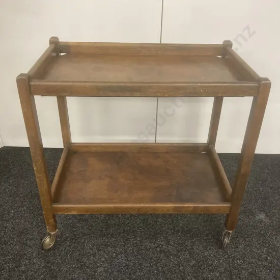 Vintage Wooden Tea Trolley, H66 W67 D40.5cm