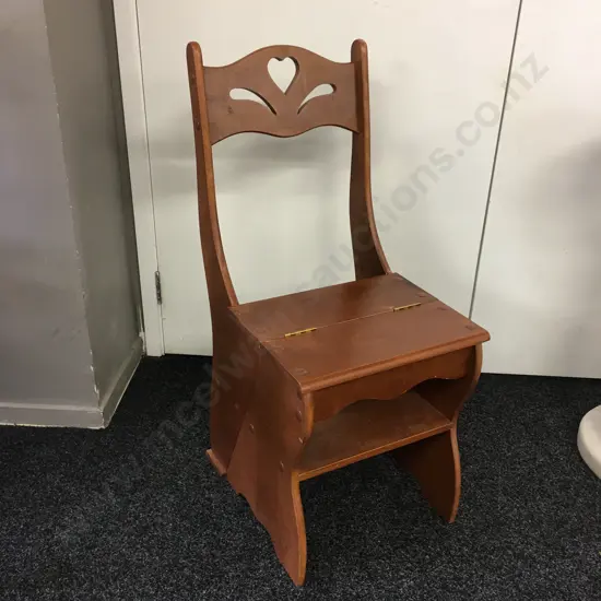 Vintage Wooden Library Ladder Chair