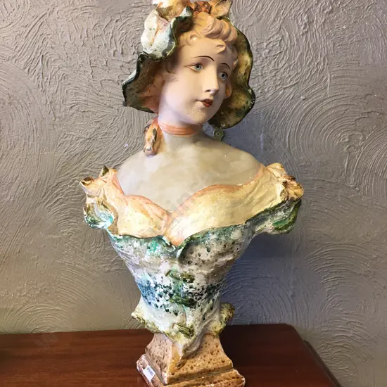 Art Nouveau Ceramic Bust, H53cm