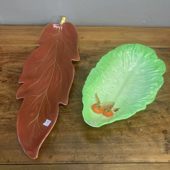 Vintage Carltonware - Rouge Royale Leaf Dish, 34.5 x 12.5cm, (As Found) & a Lettuce Leaf & Tomato Dish, 24 x 14cm