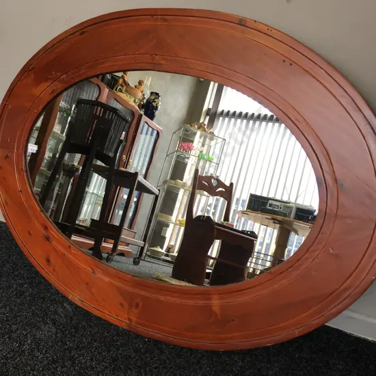 Wooden Framed Oval Wall Mirror, 110 x 77cm