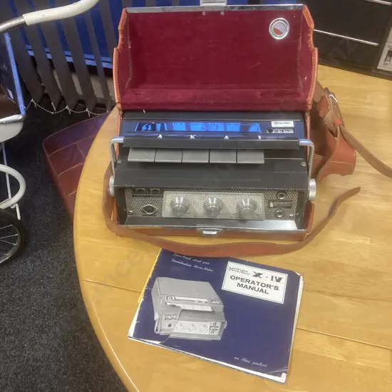 Rare Vintage Akai X-1V Cross Field Reel To Reel Tape Recorder Player With Original Leather Carry Case & Operators Manual