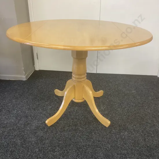 Round Rubberwood Dropleaf Dining Table With Single Pedestal Base, H76 W107 D107 or 66cm
