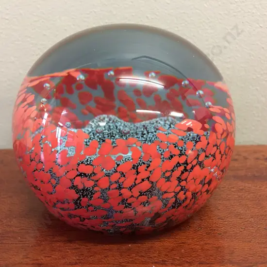 Caithness 'Nucleus' Glass Paperweight Made In Scotland H7cm, W9cm.