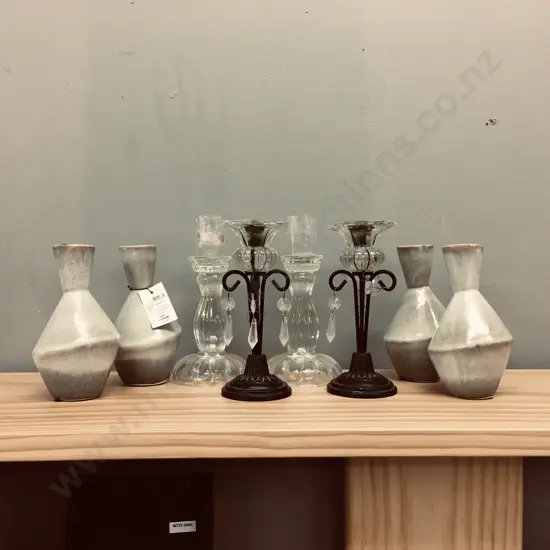 New Natural Collections Ceramic Vases x4 H16cm & Candle Holders 