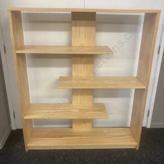 Solid Pine Bookcase With 3 Stepped Shelves, H140 W120 D28cm