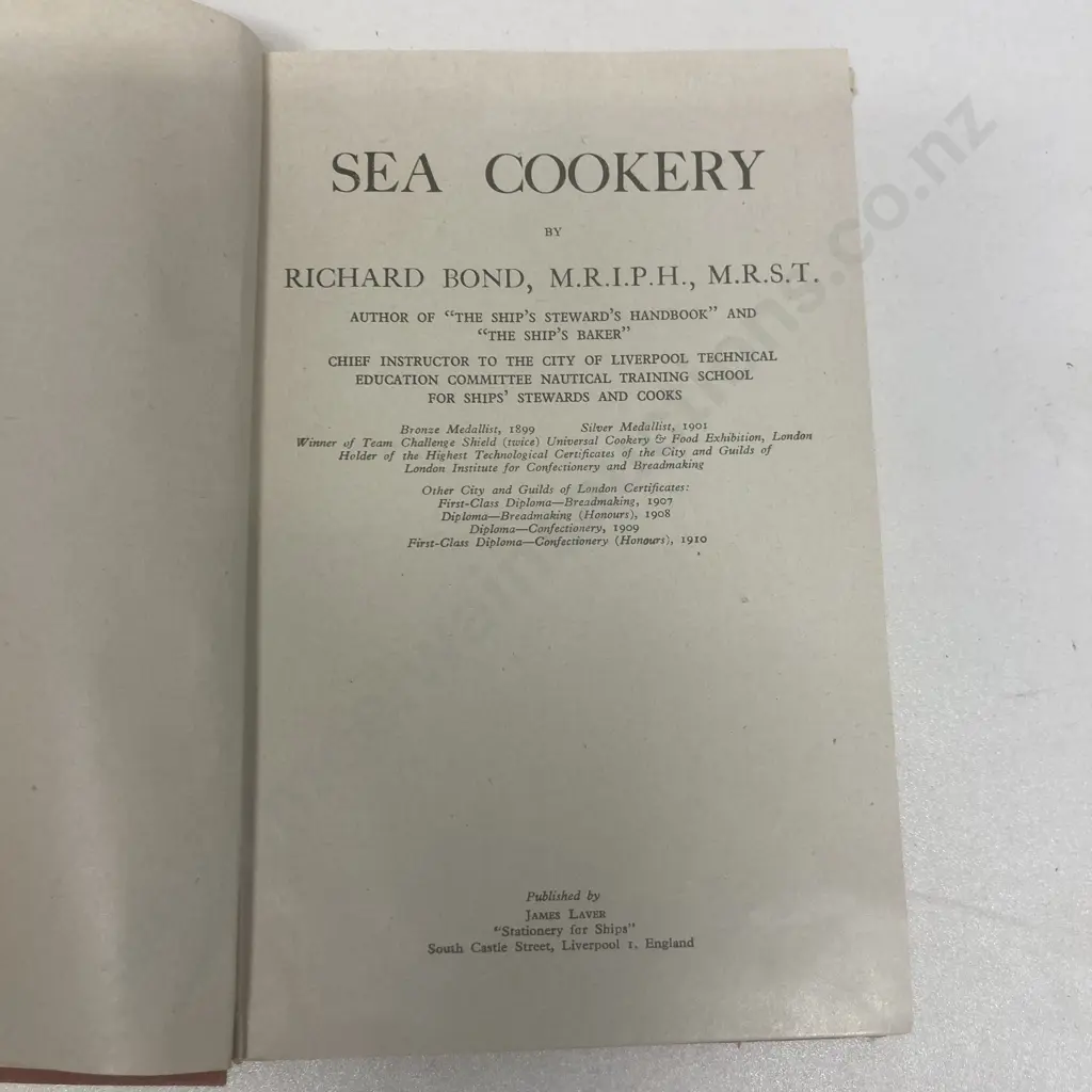 Antique Book - Sea Cookery.  Manual For Cooks Afloat Or Ashore by Richard Bond, circa 1910, Hardcover With Dust Jacket Image 1++