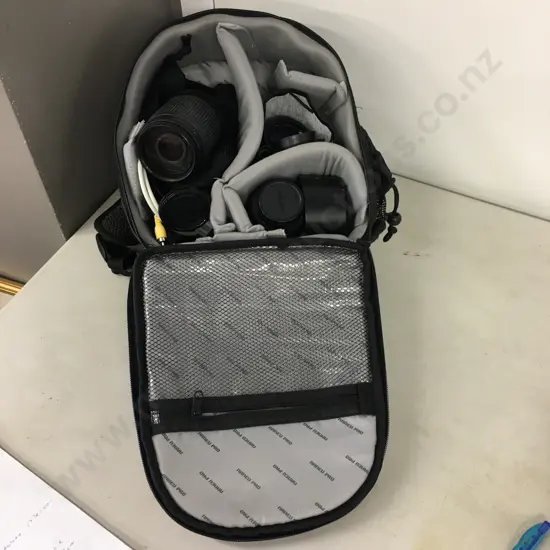 Selection Of Nikon Camera Lens & Quantaray Pro Bag