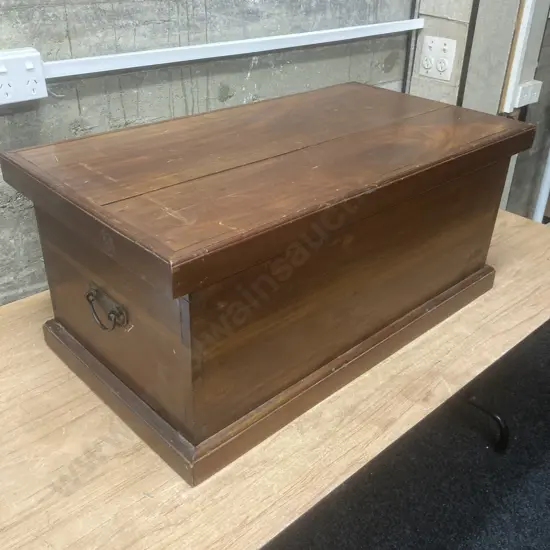 Wooden Blanket Chest, Wrought Handles, H37 W84.5 D46cm (Top As Found)