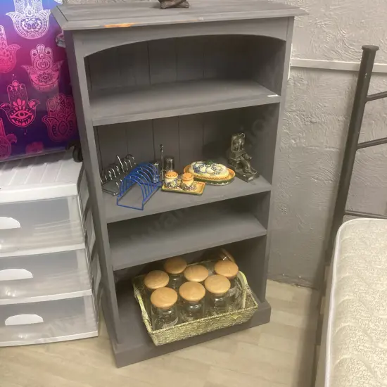 Bookcase, 2 Adjustable Shelves, Painted Grey, H122 W65.5 D32cm