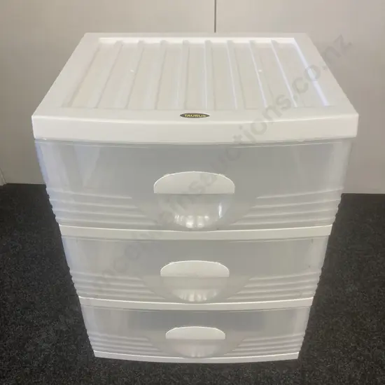 Taurus White 3 Drawer Storage Tower, H68 W52 D44cm