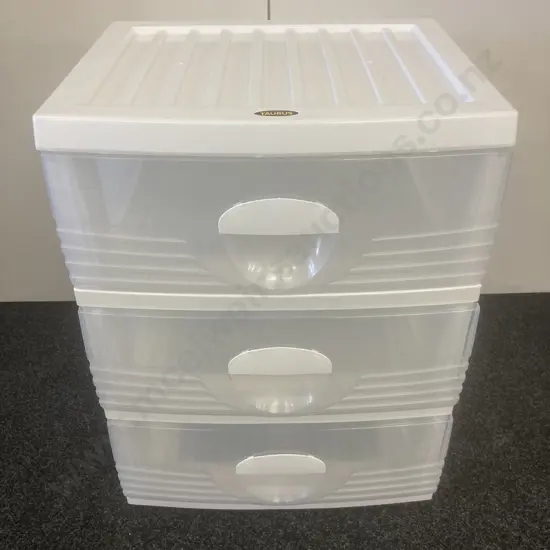 Taurus White 3 Drawer Storage Tower, H68 W52 D44cm