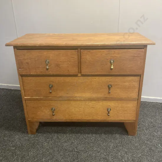 Antique Oak Chest Of Drawers, H84.5 W107 D46cm (Signs of Borer)