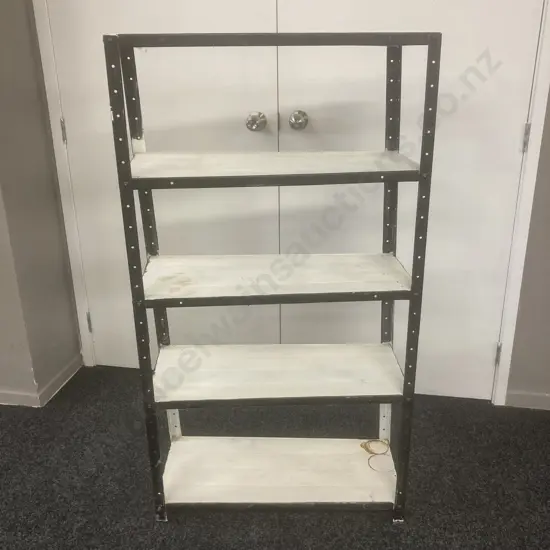 Steel 5 Tier Shelf Painted Black & White, H133 W71 D30cm